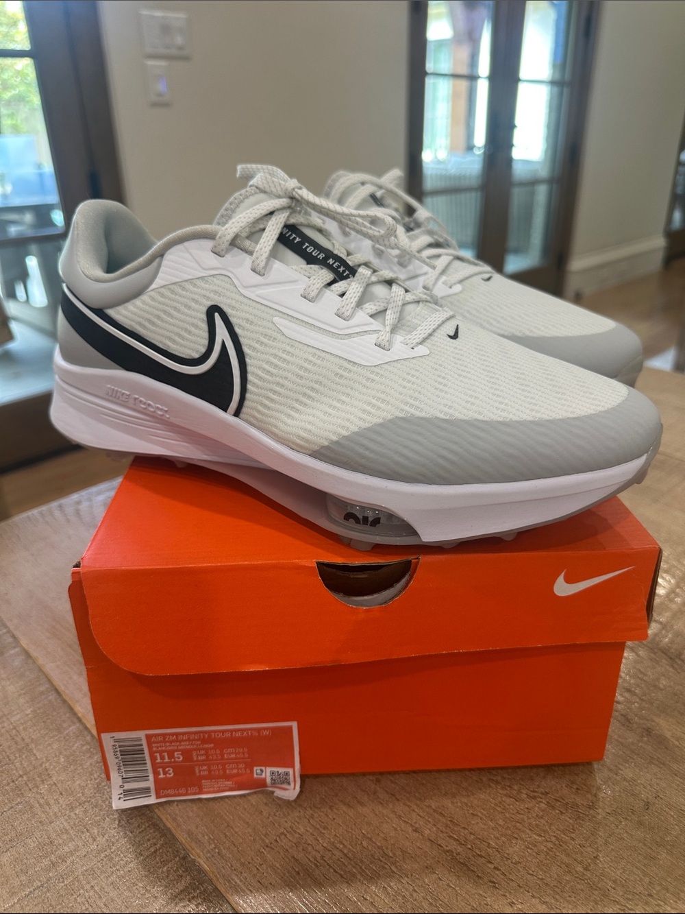 Nike Men’s Air ZM Infinity Tour Next% (W) White & Light Gray Golf Shoes